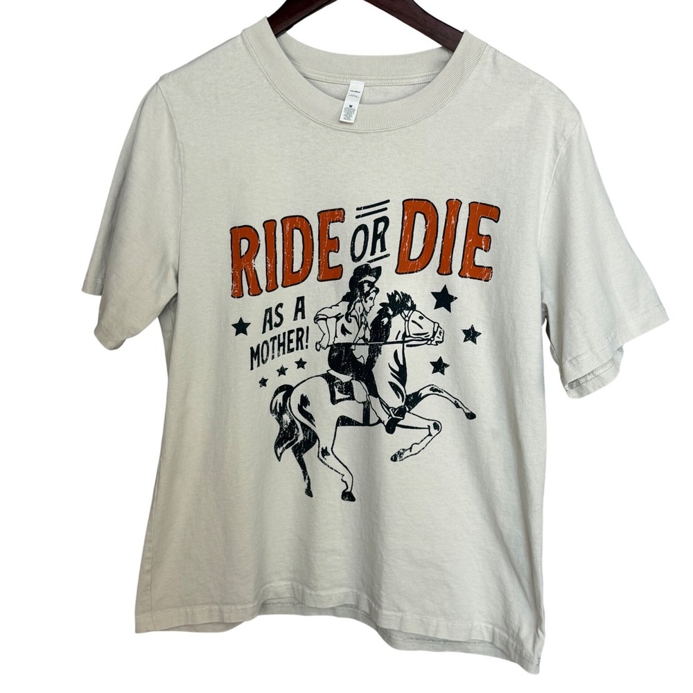 Ride Or Die As A Mother Western Cowgirl Horse Graphic Tee Women's Medium